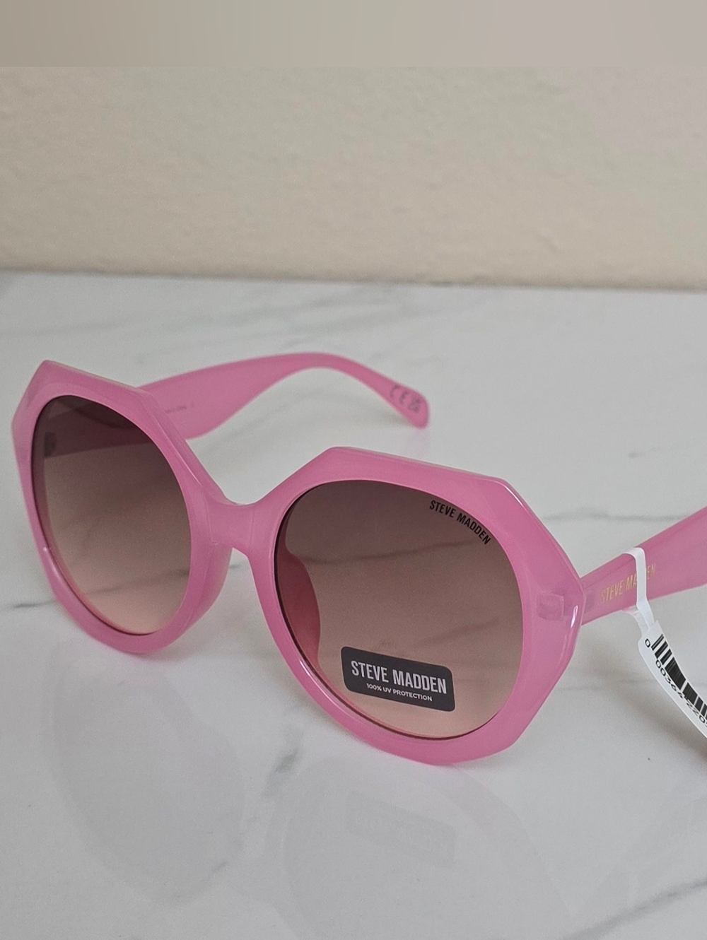 Steve Madden Pink Geometric Oversized Sunglasses | Retro Barbiecore UV Protect